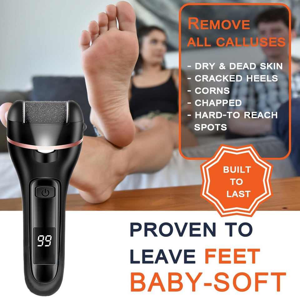 Callus Remover for Feet Electric Foot File, 13-in-1 Professional Pedicure Tools Foot Care Kit, Foot Scrubber Pedi for Hard Cracked Dry Dead Skin, 3 Rollers, 2 Speed, Battery Display (Black)