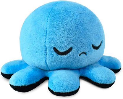 TeeTurtle Reversible Octopus Plushie - 4-Inch Pink + Aqua Two-Sided Flip Plush Toy with Embroidered Details - Cute Mini Collectible Plush for Kids, Teens, and Adults