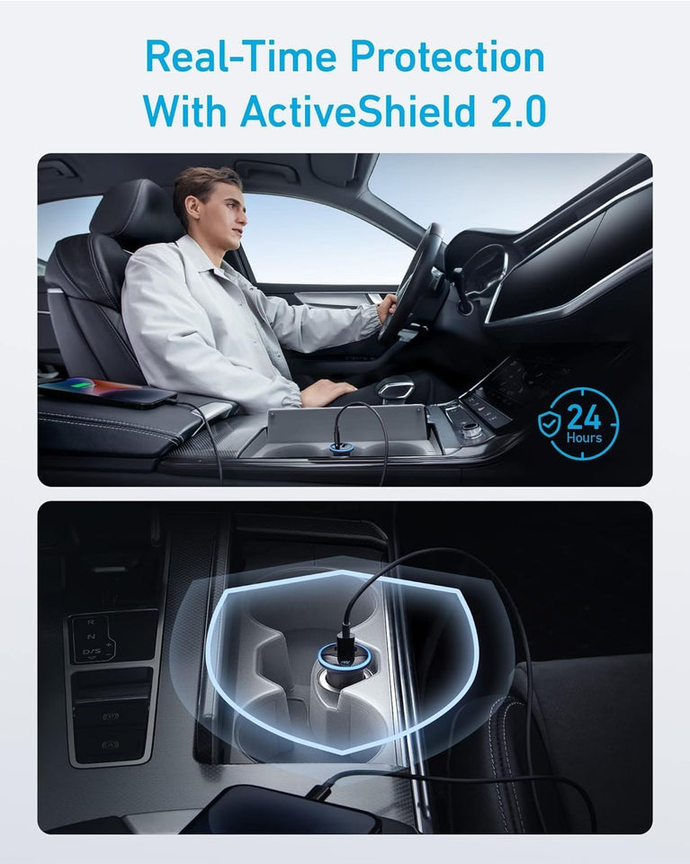 Anker 323 USB C Car Charger Adapter, 52.5W Cigarette Lighter Charger with 30W PowerIQ 3.0 Fast Charging Cable for iPhone 17/17 Pro Max/16/15/14 Series, Galaxy S25/24/23, Pixel, iPad, AirPods and More - Zynora