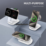2025 Traveling Wireless Mag-Safe Fast Charging Station,Magnetic 3 in 1 Charger with Light for iPhone 17 16 15 14 13 12 Pro Max Plus,Apple Watch& Air pods 4 3 2 Pro-Gifts for Wife & Husband(White) - Zynora