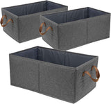3-pack Large Capacity Storage Bins, Foldable Closet Organizer System for Clothing, Sheets, Toys, and Books