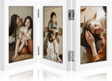 decorUhome Engineered Wood Trifold 4x6 Photo Frame with Plexiglass for Tabletop Display, Black, 3-Picture Frame