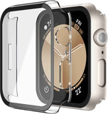 Misxi 2 Pack Tempered Glass Case Compatible for Apple Watch Series 11 (2025) Series 10 46mm, Screen Protector Cover for iWatch, Black