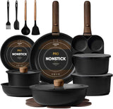 CAROTE 19pcs Pots and Pans Non Stick, Cookware Sets Detachable Handle, Induction Kitchen Pots and Pans,NonStick Cooking Set, Oven/Dishwasher/Fridge Safe, Space Saving