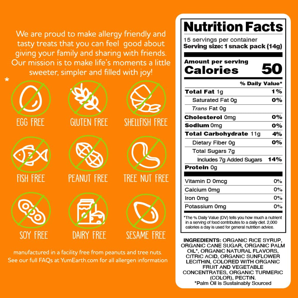yumearth organic chewy fruit flavored candies assorted 7.5oz allergy friendly gluten free
