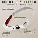 Electric Double Chin Device and V-Face Machine with 6 Modes and 12 Gear Adjustable Intensities - for Jawline Sculptor and Face Slimmer - White