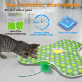 Interactive Concealed Feathers Cat Toy, Rechargeable, Touch Activated, Real Mouse Squeaky, Indoor Exercise Toy for Adult Cats