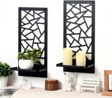 2Pcs Black Metal Wall Art Decor Farmhouse Black Candle Holder Minimalist Wall Art Retro Bathroom Decor Rustic Wall Decoration for Bathroom Living Room Bedroom (Farmhouse)