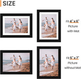 upsimples 5x7 Picture Frame Set of 10, Display Pictures 4x6 with Mat or 5x7 Without, Multi Photo Frames Collage for Wall or Tabletop Display, Black