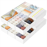 DIMJ Drawer Organizers Clothes, Set of 4 Dresser Organizer Bins, Fabric Closet Organizers and Storage, Shallow Drawer Dividers for Nursery, Clothing, Baby Clothes, Socks, Underwears, Tie (Beige)