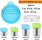 Comtim pet food can cover silicone can lids for dog and cat food, universal size, blue and green