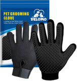 Upgrade Efficient Pet Hair Remover Gloves - Gentle Shedding Brushes for Dogs, Cats & Horses with Long and Short Hair - 1 Pair (Blue)