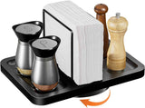 Napkin Holder for Table, Rotating Metal Napkin Dispenser with Salt and Pepper Shakers Caddy Standing Paper Towel Holder for Bathroom Kitchen Dining Table Decor Not Including Shakers