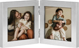 decorUhome Double 4x6 Picture Frame Vertical, Engineered Wood Bifold Photo Frame with Plexiglass for Tabletop Display, 4x6, Black