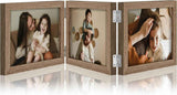 decorUhome Triple 4x6 Picture Frame Vertical, Engineered Wood Trifold Photo Frame with Plexiglass for Tabletop Display, 4x6, Black