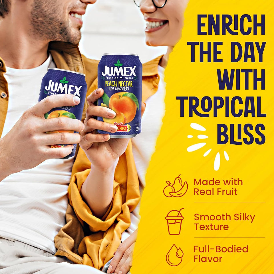 Jumex Peach Juice Nectar - Peach Nectar Made with Fresh Fruit Puree - Fruit Juice Concentrate for Smoothie Mix, Cocktail Mixers & Kids Drinks & Beverages - 11.3oz, 1 Pack Canned Drink