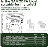 Samodra non-electric cold water bidet toilet seat attachment with pressure controls, retractable nozzles, black finish.