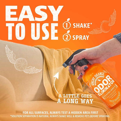 Angry Orange Pet Odor Eliminator with Natural Orange Oil – Powerful Odor Neutralizer for Cat & Dog Urine, Litter Box, Carpet, Furniture, Hard Floors - No Harsh Chemicals - Citrus Scent, 24 oz