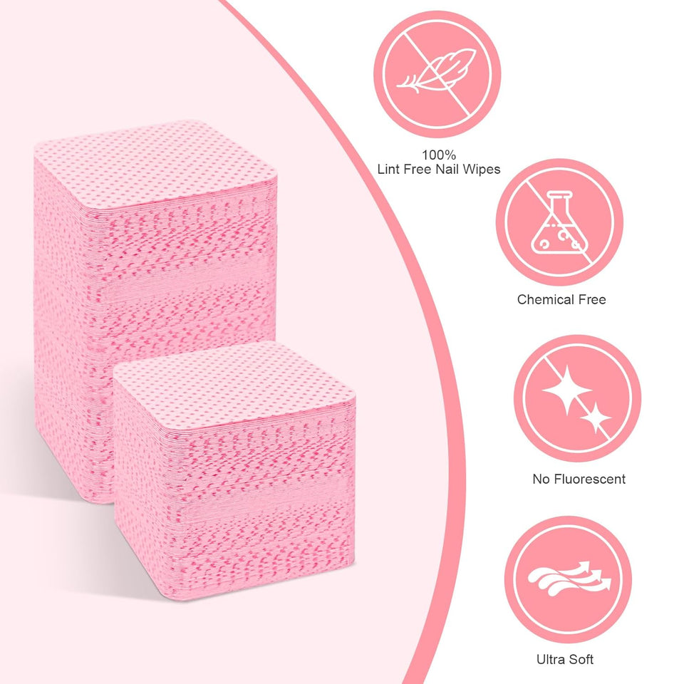 Lint Free Nail Wipes 540PCS Super Absorbent Soft Nail Polish Remover Wipes for Fingernail Eyelash Extension