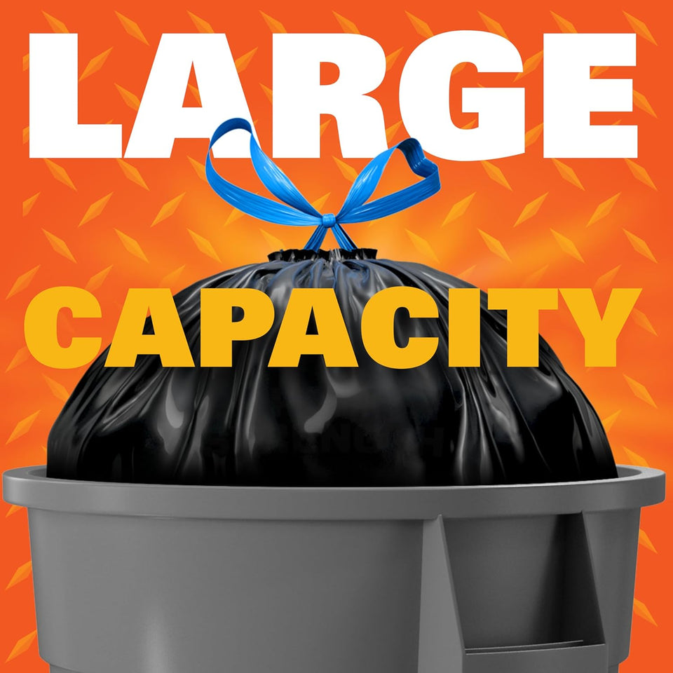 Hefty Strong Large Trash Bags, Black, 30 Gallon, 74 Count