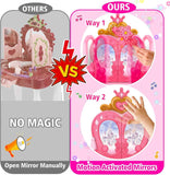 Light Pink Magic Makeup Table & Chair Set for 2-5 year old girls with Music and Mirror, Princess Dress Up Playset
