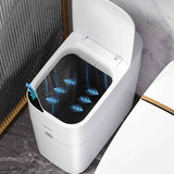 mopup automatic bagging 3.5 gallon slim smart plastic white trash can for bedroom office