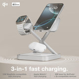 NOCO XGrid XDS3: 3-in-1 Wireless Charging Stand – Charging Station for iPhone, Apple Watch, and AirPods – MagSafe Compatible, Qi2 Certified – Includes 45W USB-C Wall Charger and 6.5-Foot USB-C Cable