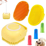 Comotech 6PCS Dog Bath Brush & Dog Toothbrush | Adjustable Handle Shampoo Brush & Scrubber for Short & Long Haired Dogs & Cats | Effectively Solve Odor & Stain Removal Problems | Pet Supplies (Blue)
