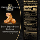 squirrel brand sweet brown butter cashews 3.5 ounces gluten free vegetarian resealable bag