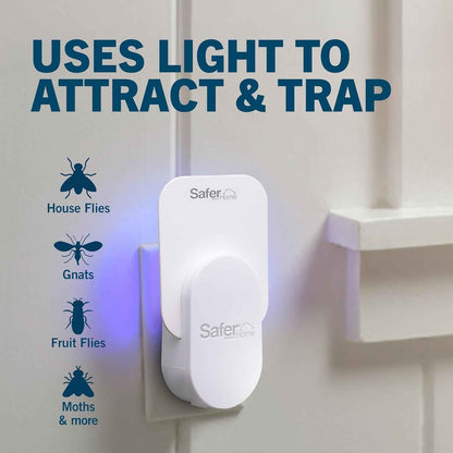 Safer Home Indoor Plug-in Fly Trap - SH502-1R5SR - Effective Fruit Fly Traps for Indoors, Gnat Traps for House Indoor, 400 Sq Ft Protection - Style: 1 Device + 5 Glue Cards