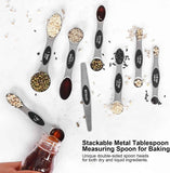 Magnetic Measuring Spoons Set Stainless Steel with Leveler, Stackable Metal Tablespoon Measure Spoon for Baking, Cups and Spoon Set Kitchen Gadgets Apartment Essentials Fits in Spice Jars