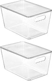 Vtopmart 6 Pack Clear Stackable Storage Bins with Lids, Medium Plastic Containers with Handle for Pantry Organizer and Storage,Perfect for Kitchen,Fridge,Cabinet, Closet,Bathroom Organization