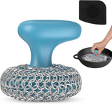 Purgreat Cast Iron Scrubber | Dish Scrub Brush | 316 Cleaner Chainmail Scrubber for Cast Iron Pan Skillet Cleaner - Dish Scouring Pad Dishwasher Safe Cleaning Kit, Black 02
