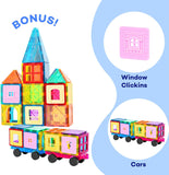 Anbalulu Magnetic Tiles 100PCS with 2 Cars, STEM Educational Building Blocks for Kids Ages 3-9, Magnet Construction Toys Gift for Toddlers