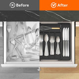 Lifewit silverware drawer organizer with adjustable expandable tray for kitchen, BPA free flatware holder