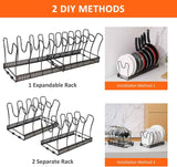 Pot Rack Organizer -Expandable Pot and Pan Organizer for Cabinet,Pot Lid Organizer Holder with 10 Adjustable Compartment for Kitchen Cabinet Cookware Baking Frying Rack,Bronze
