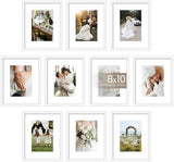 upsimples 5x7 Picture Frame Set of 10, Display Pictures 4x6 with Mat or 5x7 Without, Multi Photo Frames Collage for Wall or Tabletop Display, Black