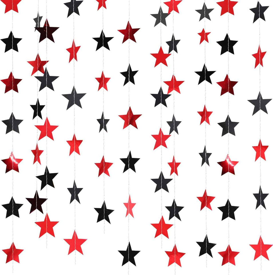 Patelai Glitter Star Garland Banner Christmas Decor 130 Feet Star Hanging Bunting Banner Twinkle Backdrop for Homecoming Classroom Wedding Birthday Halloween Party Supplies(Gold)