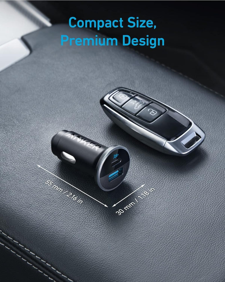 Anker 323 USB C Car Charger Adapter, 52.5W Cigarette Lighter Charger with 30W PowerIQ 3.0 Fast Charging Cable for iPhone 17/17 Pro Max/16/15/14 Series, Galaxy S25/24/23, Pixel, iPad, AirPods and More - Zynora