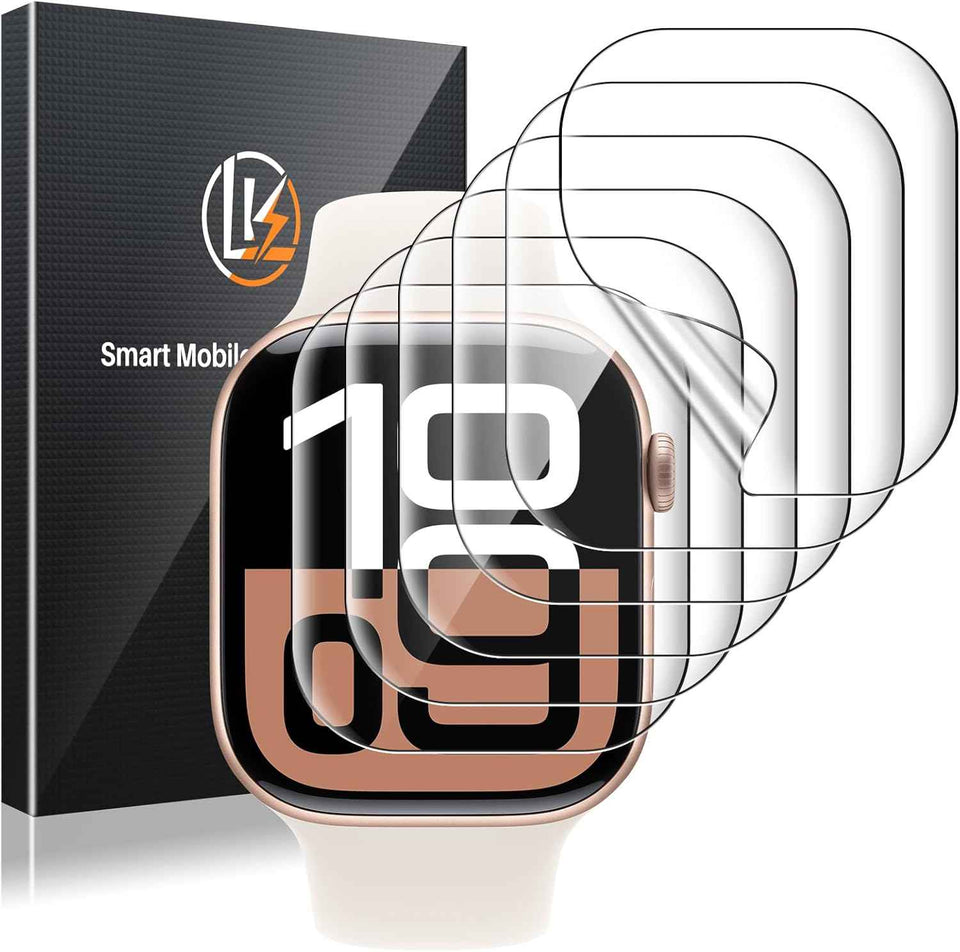 lk 6 pack anti-scratch self-healing soft tpu screen protector for apple watch series 11 10 42mm