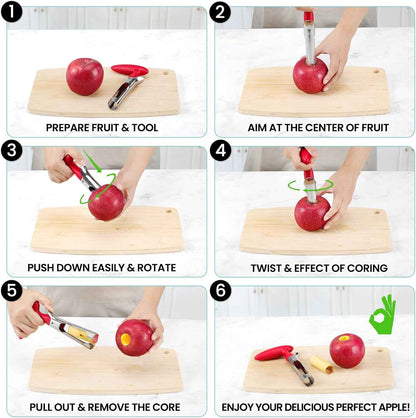 SCHVUBENR premium apple corer tool with sharp stainless steel blades for easy apple and pear coring