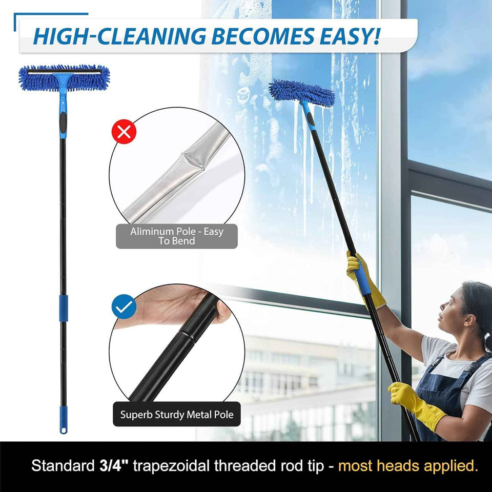 vitever professional 69'' window cleaner tool with extension pole and rotating head for easy window cleaning