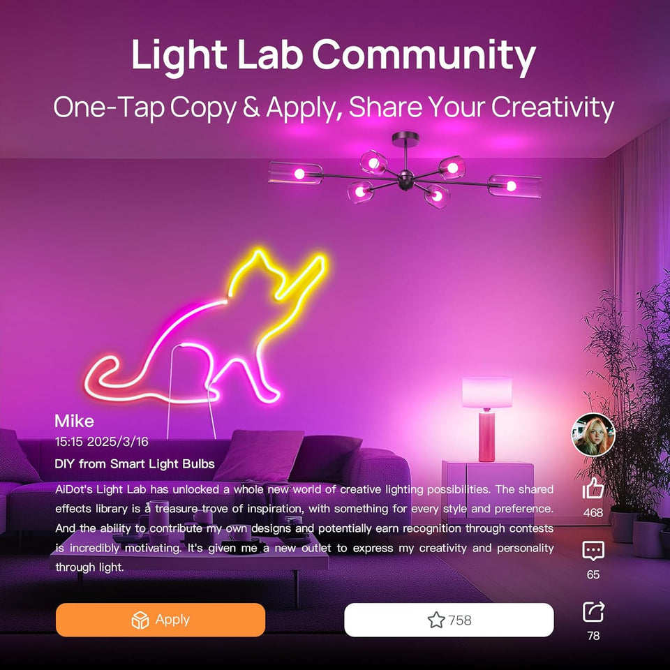 Linkind Smart Light Bulbs, Smart Bulb That Work with Alexa & Google Home, LED Light Bulbs Color Changing, 104 Preset Scene, Music Sync, A19 E26 2.4GHz RGBTW WiFi Bluetooth Light Bulb 60W, 800LM, 4Pack