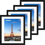 FIXSMITH 8x10 Picture Frame Set of 2, Photo Frame with HD Plexiglass, Display Pictures 5x7 with Mat or 8x10 Without Mat Multi Picture Frames Collage for Tabletop or Wall Display, Black
