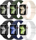 6 Pack Sport Bands Compatible with Apple Watch Band 38mm 40mm 41mm 42mm 44mm 45mm 49mm 46mm,Silicone Waterproof Strap for iWatch Apple Watch Series 11 10 9 Ultra 8 7 6 5 4 3 2 1 SE Women Men