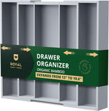 ROYAL CRAFT WOOD Luxury Bamboo Kitchen Drawer Organizer - Silverware Organizer, Utensil Holder & Cutlery Tray Drawer Dividers for Flatware (9 Slot, Natural)