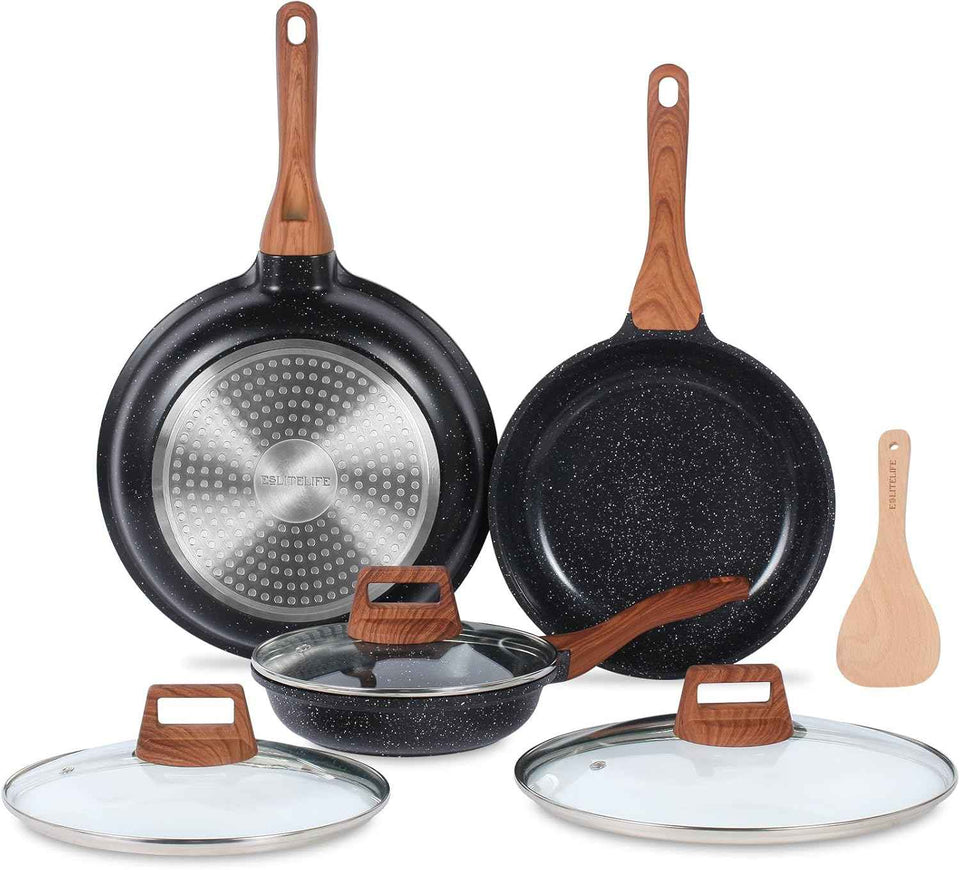 ESLITE LIFE Nonstick Ceramic Frying Pan Skillet, Non-Toxic Egg Omelette Kitchen Cooking Pans Compatible with All Stovetops (Gas, Electric & Induction), PTFE & PFOA Free (White, 8'')