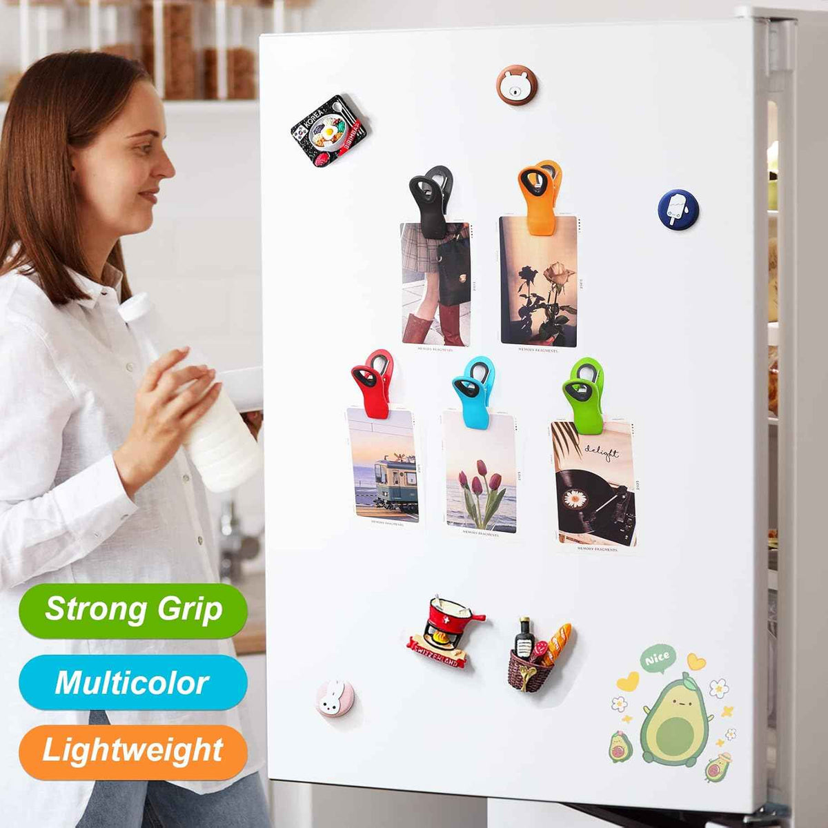 12 Pack Chip Clips Bag Clips, Magnetic Bag Clip for Food Storage Heavy Duty, Plastic Food Clip for Chips, Snack, Kitchen, Refrigerator, Garden, Sewing, Fabric, Clothes Pins