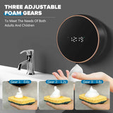 Automatic Soap Dispenser Foam Bathroom: Wall Mount Rechargeable Touchless Adjustable Auto Smart Electric Plastic Black Foaming Soap Dispenser with Clock - Kitchen - Hand Dish Lotion Couple Kids
