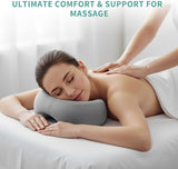 Flaskars Face Down Pillow with Breathable Fabric for Massage Table, Memory Foam Stomach Sleeping Cushion, Massage Face Cradle Headrest for Spa, Eye Surgery Recovery and Relaxation (Gray)